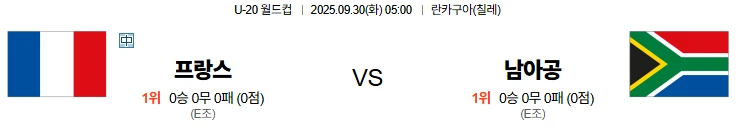 9월30일 05:00 프랑스 남아공 U20 스포츠분석,스포츠중계