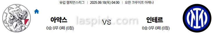 9월18일 04:00 아약스 인터밀란 UCL 스포츠분석 축알못 토토사이트