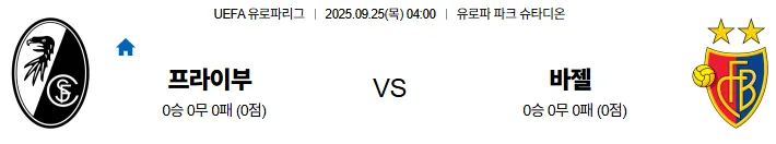 9월25일 04:00 프라이부르크 바젤 UEL 스포츠분석 스포츠중계 토토사이트