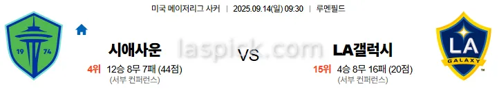 9월14일 09:30 시애틀 LA갤럭시 MLS 스포츠분석 축알못 토토사이트