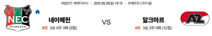 9월28일 19:15 네이메헌 알크마르 에레디비시 스포츠분석,스포츠중계