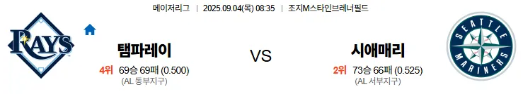 9월4일 템파베이 시애틀 스포츠분석 토진사 토토사이트