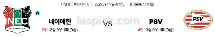 9월14일 01:45 네이메헌 PSV 에레디비시 스포츠분석 축알못 토토사이트