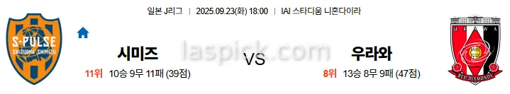 9월23일 18:00 시미즈 우라와 J리그 스포츠분석 스포츠중계 토토사이트