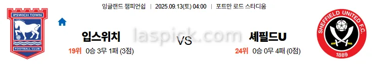 9월13일 04:00 입스위치 셰필드U EFL 스포츠분석 축알못 토토사이트