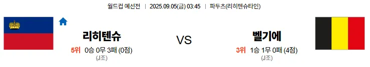 9월5일 리히텐슈타인 벨기에 스포츠분석 토진사 토토사이트