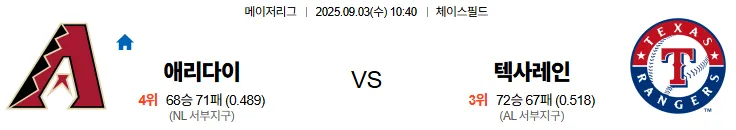 9월3일 애리조나 텍사스 스포츠분석 토진사 토토사이트