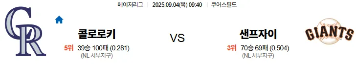 9월4일 콜로라도 샌프란시스코 스포츠분석 토진사 토토사이트