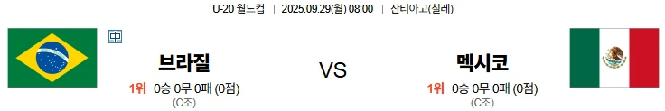 9월29일 08:00 브라질 멕시코 U20 스포츠분석,스포츠중계