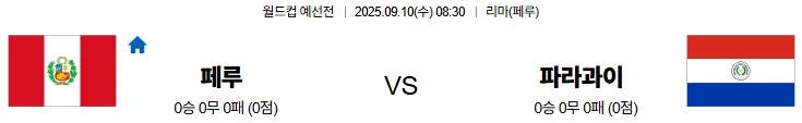 9월10일 08:30 페루 파라과이 월드컵예선전 스포츠분석 축알못 토토사이트