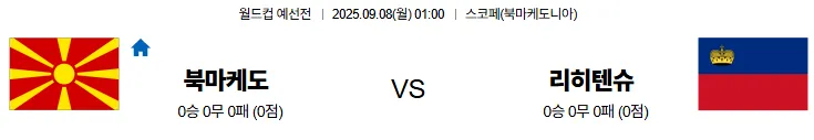 9월8일 북마케도니아 리히텐슈타인 월드컵예선전 스포츠분석 축알못 토토사이트