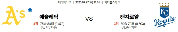 9월27일 11:05 오클랜드 캔자스로얄 스포츠분석,스포츠중계
