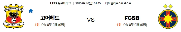 9월26일 01:45 고어헤드 FCSB UEL 스포츠분석 스포츠중계 토토사이트