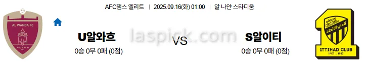 9월16일 01:00 U알와흐 S알이티 ACL 스포츠분석 축알못 토토사이트