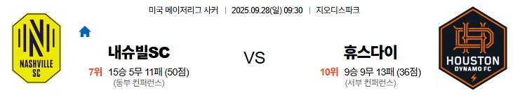 9월28일 09:30 내슈빌 휴스턴 MLS 스포츠분석,스포츠중계
