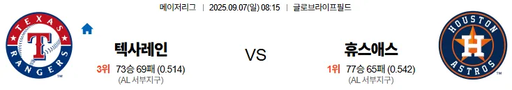 9월7일 텍사스 휴스턴 MLB 스포츠분석 축알못 토토사이트