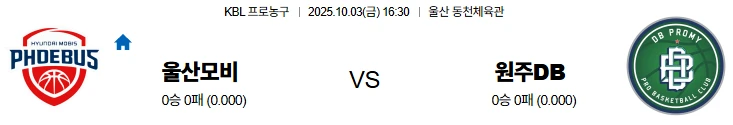 10월3일 16:30 울산모비스 원주DB KBL 스포츠분석,스포츠중계