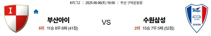 9월6일 부산아이파크 수원삼성 K리그2 스포츠분석 토진사 토토사이트