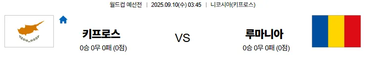 9월10일 03:45 키프로스 루마니아 월드컵예선전 스포츠분석 축알못 토토사이트