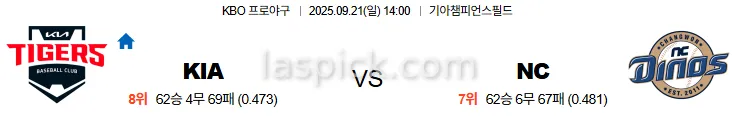 9월21일 14:00 KIA NC 국내야구 스포츠분석 스포츠중계 토토사이트