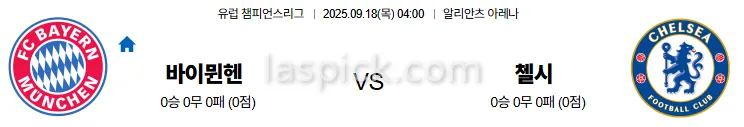 9월18일 04:00 바이에른뮌헨 첼시 UCL 스포츠분석 축알못 토토사이트