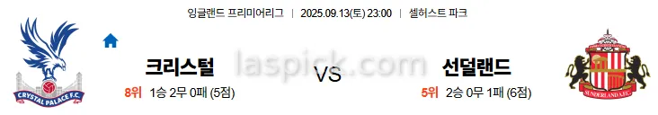 9월13일 23:00 크리스탈팰리스 선덜랜드 EPL 스포츠분석 축알못 토토사이트