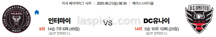 9월21일 08:30 인터마이애미 DC유나이티드 MLS 스포츠분석 스포츠중계 토토사이트