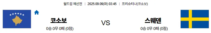 9월9일 03:45 코소보 스웨덴 월드컵예선전 스포츠분석 축알못 토토사이트