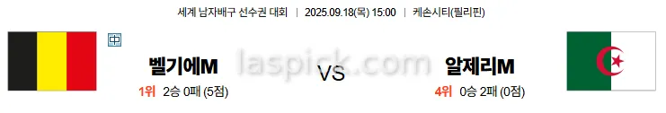 9월18일 15:00 벨기에 알제리 세계배구 스포츠분석 스포츠중계 토토사이트