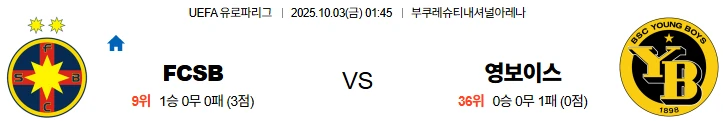 10월3일 01:45 FCSB 영보이스 UEL 스포츠분석,스포츠중계