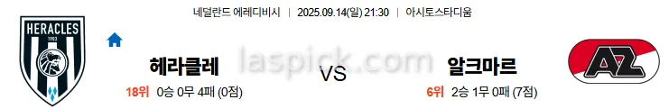 9월14일 21:30 헤라클레스 알크마르 에레디비시 스포츠분석 축알못 토토사이트