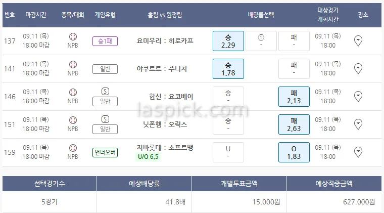 오늘 일야 쏙쏙