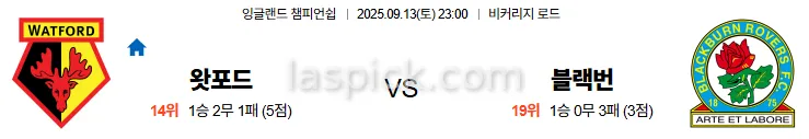 9월13일 23:00 왓포드 블랙번 EFL 스포츠분석 축알못 토토사이트