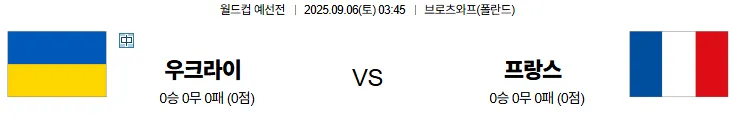 9월6일 우크라이나 프랑스 월드컵예선전 스포츠분석 토진사 토토사이트