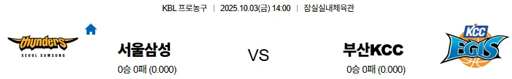 10월3일 14:00 서울삼성 부산KCC KBL 스포츠분석,스포츠중계