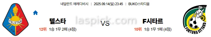 9월14일 23:45 텔스타 시타르트 에레디비시 스포츠분석 축알못 토토사이트