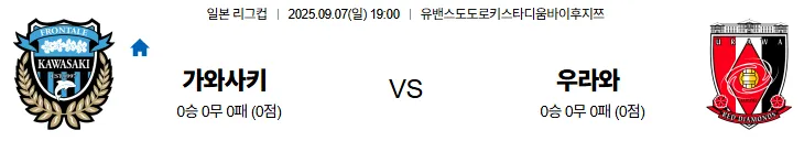 9월7일 가와사키 우라와 일본리그컵 스포츠분석 축알못 토토사이트